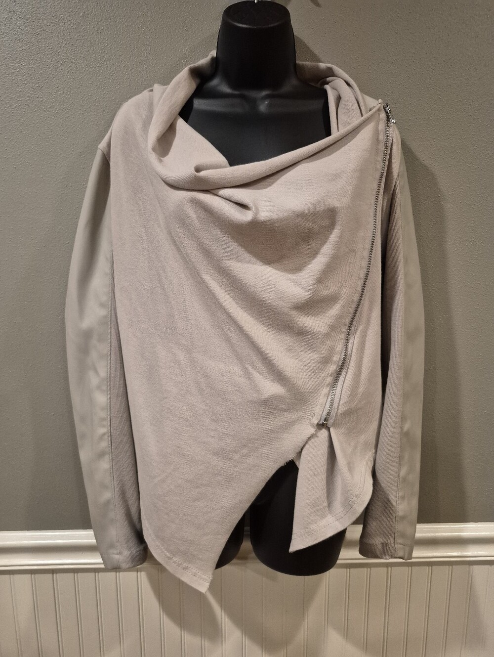 Blank NYC Taupe Asymmetric Zip Utility Jacket